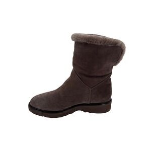 Aquatalia Brown Suede Sheepskin Lined Winter Boots Made in Italy Size 7